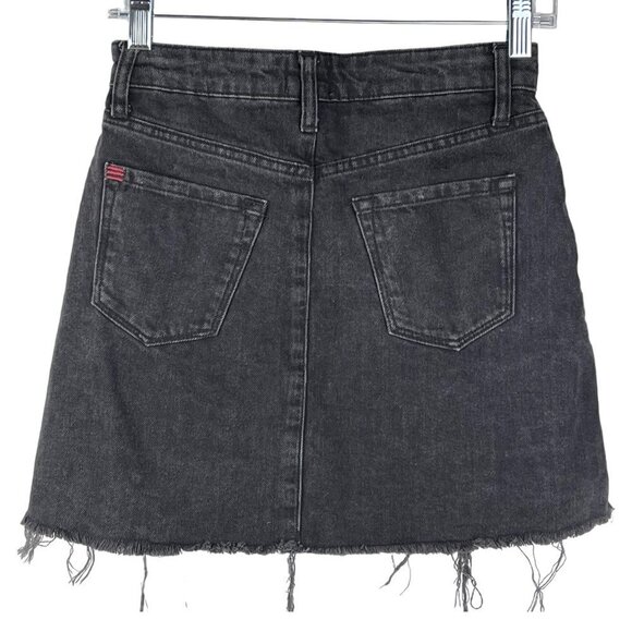 BDG Urban Outfitters Frayed Hem Denim Mini Skirt Size XS Black Asymmetrical - Picture 2 of 9
